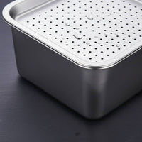 2 Pieces Stainless Steel Draining Tray Set Heavy Duty Rectangular Perforated Pan Set Commercial Food Prep Pan for Chefs, Catering