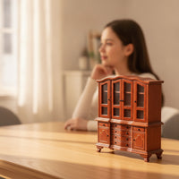 Dollhouse Storage Cabinet Realistic Cabinet with Doors Classic Cupboard for Collectors