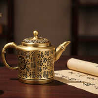 Brass Teapot Ornament Teapot Ornament Stable Tabletop Display for Tea Lovers, Collectors, Bookshelf