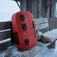 Adjustable Strap Waterproof Backpack Front Loops Zip Pocket Backpack Red-Orange Rucksack Black Trim