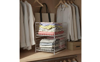 Stackable Storage Drawer Space Saving Wardrobe Shelf Organizer Easy Access Pull out Closet Shelf for Students, Dorm Room, Bedroom