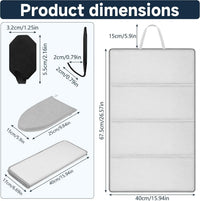 3-Piece Ironing Board Cover Set with Glove and Hook, Foldable for Travel