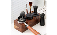Solid Wood Coffee Tool Holder with Accessories Space-Saving Espresso Tamping Station Wooden Espresso Tools Storage Elegant for Baristas, Kitchen Countertops, Cafes