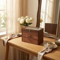 Jewelry Box with Drawers Embossed Floral Pattern Jewelry Box with Glass Lid