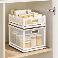 Metal Pull-Out Wardrobe Organizer, 2 Baskets, for Living Room Storage