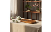 Minimalist Design Walnut Finish Tea Platter Compact Size Dry Brew Tea Tray for Home, Office