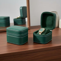 PU Leather Watch Case Fastener Closure Zippered Watch Box Accessory Organizer Secure Hold Great Gift Suggestion for Travelers
