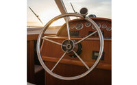 Boat Steering Wheel with Turning Knob Polished Finish Stainless Steel Steering Wheel Finger Grips for Pontoon