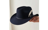 artificial Wool Hat Wide Brim Hat with Feather Structured Crown Fedora for Riders, Artists, Stage Performances, Costume Parties