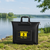 Reinforced Waterproof Fishing Bag, Black Carbon Fiber Fishing Bag, with Zipper and Side Pocket, for Voluminous Equipment