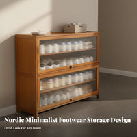 Shoe Organizer Cabinet Large Capacity Shoe Storage Cabinet with Doors Space Saving Home Design Furniture for Renters, Homeowners, Entryway, Hallway