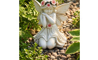 Solar Garden Angel Statue Lighted Garden Angel with Solar Panel Statue with LEDs Weather Resistant Hand-Painted for Flower Bed