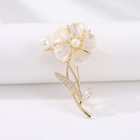 Floral Gemstone Brooch Elegant Flower Brooch Gold Brooches for Women, Formal Outfits, Office