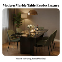 Rectangular Dining Table High-End Feel Rectangular Marble Top Table Easy to Clean Home Furniture for Apartment Dwellers, Homeowners, Restaurant