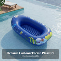 Foldable child's Cartoon Dinghy Thickened Design kids' Rideable Inflatable Portable Inflatable Raft Double for Children, Toddlers, Parents, Lake, Beach, Water Park, Swimming Pool