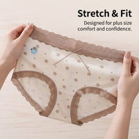 High Waist Briefs for Women with Bamboo Fiber and Silk Gusset, Plus Size Knickers with Lace Trim for Everyday Wear, Breathable Underwear