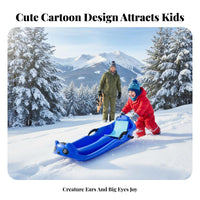 Thickened Design Two-Person Snow Sled Multi-Surface Use 2 Person Snow Slider Low-Temperature Resistant Plastic Toboggan with Brakes Slick Bottom for Adults, Families, Grassy Slopes, Snowy Hills, Outdoor, Backyard Fun