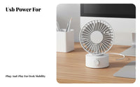 Mini Desk Fan Adjustable Angle USB Electric Fan Strong Wind Portable Electronics for Students, Office Workers, Dormitory, Travel, Outdoor