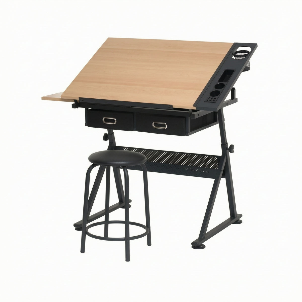 Drafting Table with Stool Tilting Drawing Desk with Stool Slanted for Architects