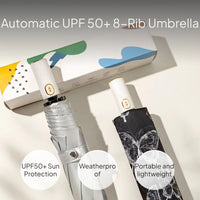 Auto Folding Sun Umbrella, UPF50+ Protection, Floral Design