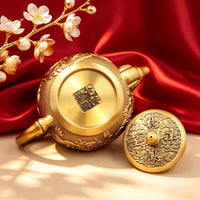 Brass Dragon and Phoenix Teapot with Relief Decoration, New Chinese Style