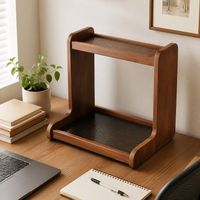 2 Tier Bamboo Shelf, Kitchen Shelf Organiser for Countertop, 40cm Warm Brown Desktop Storage Rack, Timeless Spice Tea Coffee Station