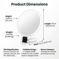 20X Magnifying Makeup Mirror Double Sided, Folding Handheld with Handle, Portable Hand Held for Elderly Women