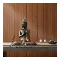 2 Pieces Thai Buddha Statue Ornate Buddha Statue Closed Eyes for Spa, Restaurant