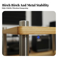 Sturdy Construction High-Fidelity Equipment Rack Heavy Duty Solid Wood Amplifier Stand Shock Absorption Audio Stand Rack Easy Assembly for Audiophiles, Home Theater, Listening Room