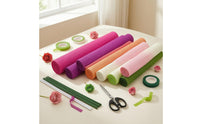 Hot Glue Sticks Crepe Paper Craft Kit Double-Sided Tape Crepe Paper Flower Kit Scissors Hobby Supply Plastic-Coated Wire
