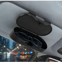 Glossy Stainless Steel Car Visor Eyeglasses Case Quick-Releaserelease Car Visor Glasses Holder Lined Snap-on Glasses Holder Slim for Drivers, Commuters