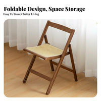 Wabi-Sabi Aesthetic Woven-Back Folding Armchair With Armrests Woven Back Folding Chair Foldable Design Household Furniture Space-Saving for Homeowners, Adults, Renters