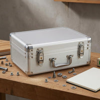 Aluminum Black Lined Interior Portable Tool Storage Case Silver Finish Locking Briefcase