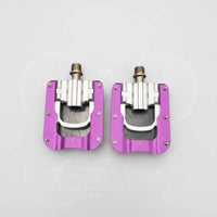Aluminum Foldable Pedal Violet Anodized Foldable Cycle Pedal Left and Right Marked Cycle Gear