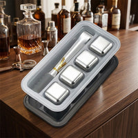 Gift for Men Stainless Steel Whisky Stones for Home Bar, Chilling Steel Ice with Ice Tongs and Bar Accessories, Food Grade Party Supplies, Set