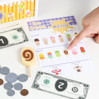 Ice Cream Shop Playset Role Play Pretend Ice sweet Educational Wooden Dessert Store for Kids, Young Children, Playroom, Preschool