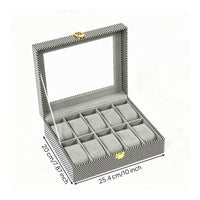 Striped Black and White Watch Display Box Hard Shell Watch Organizer Box Padded Insert Compartmented for Organization