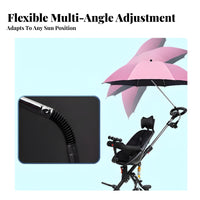 Black Glue Coating Protection Stroller Sunshade Lightweight & Foldable Clamp-on Stroller Umbrella Heat Reflective for Travel, Beach, Walks