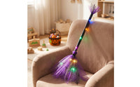 Witch Broom with Lights Light-up Glowing Broom Costume Accessory Multicolor Prop Delicate for Cosplayers, Halloween, Cosplay