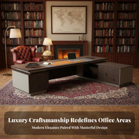 Head Table Thicker Desktop Large Head Desk with Cabinet Thickened Panels Executive Desk for Executives, Business Owners, Study Room, Reception Areas