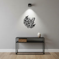 Waterproof Butterfly Flower Wall Decor Weather Resistant Metal Butterfly Wall Decor Indoor Outdoor Use House Decoration Long-Lasting for Garden, Patio, Balcony