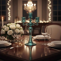 French Design Colored Glass Candle Holder Romantic Atmosphere Glass Candle Holder High Clarity House Decoration Minimalist Decor for Candlelight Dinner