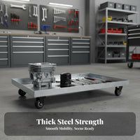 Rolling Industrial Drip Tray Leak-Resistant Wheeled Garden Tray with Wheels Fully Welded Square Plant Stand on Casters for Commercial Space, Workshop