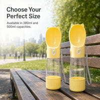 Portable Pet Water Bottle Dispenser for Dogs, Outdoor Travel Drinking Cup with Food Compartment