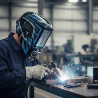 Auto-Darkening Metalworking Helmet /IR Protection Metalworking Helmet with Sensors Hands Complete-Coverage Guard for Welders