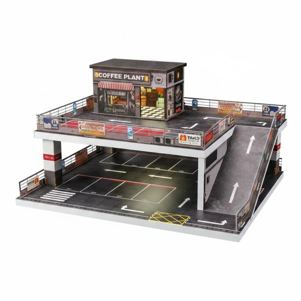 1:64 Parking Garage Diorama Realistic Detail Diecast Garage Scene PVC Material 1:64 Car Diorama for Collectors