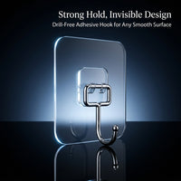 Heavy Duty Adhesive Hooks for Kitchen , No Drill Wall Stainless Steel, Sticky for Coat Towel, Acrylic Damage Hanging Organizer