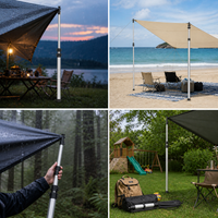 Outdoor Aluminum Alloy Telescopic Tarp Pole for Camping Tent Awning Support 2.3-2.6m Lightweight