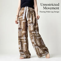 Womens Pants Wide Leg Trousers in Lightweight Viscose Rayon Material, Printed Pattern Loungewear for Home Wear and Casual Outings