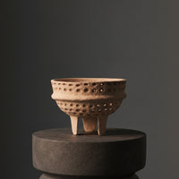 Honeycomb Textured Paper Pulp Vase Artisanal Look Vase with Handles Rustic Vessel Sculptural for Shelf Display